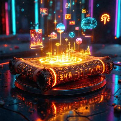 The primary subject of the image is a book with a colorful, digital art-like cover. The book is placed on a table, which serves as the setting. The visual style of the image is a combination of photo and digital art, creating a unique and vibrant atmosphere. The colors and mood of the image are predominantly bright and lively, with the digital art elements adding a sense of creativity and imagination to the scene.